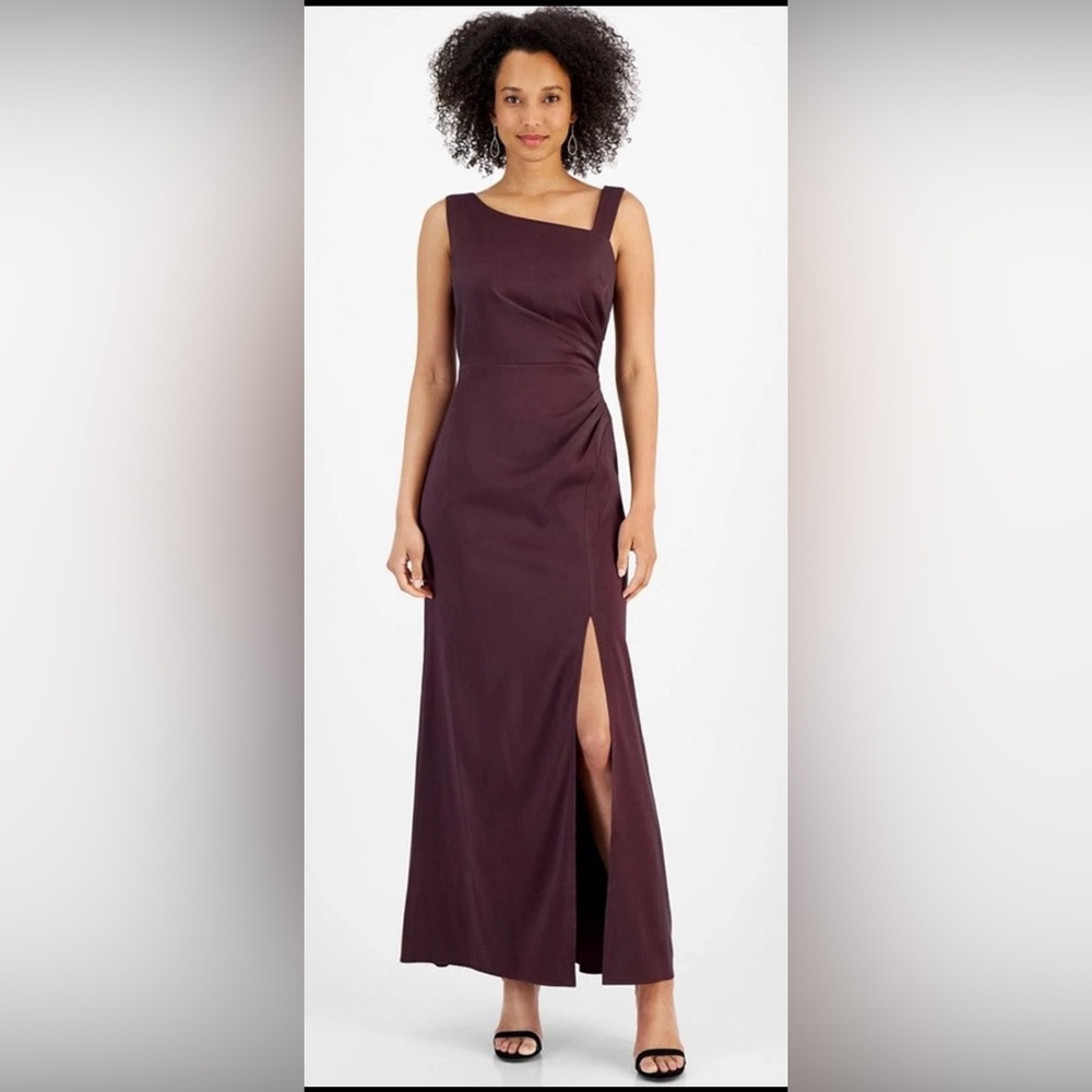 Alex Evenings burgandy Asymmetrical One Shoulder Gown 10 fits L